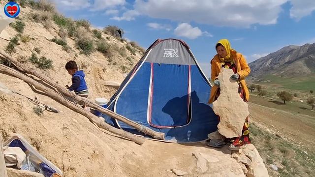 A magical cave in the nomadic land: amazing entrance and heating pipe installation