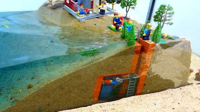 Secret Bunker Flood Disaster - LEGO Tsunami Dam Breach Experiment - Wave Machine