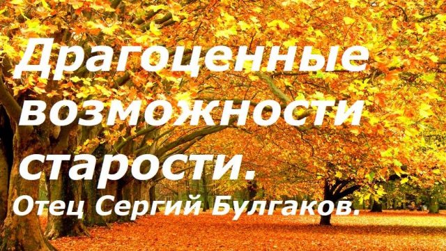 Драгоценные возможности старости. Как бы их не проморгать. Отец Сергий Булгаков.
