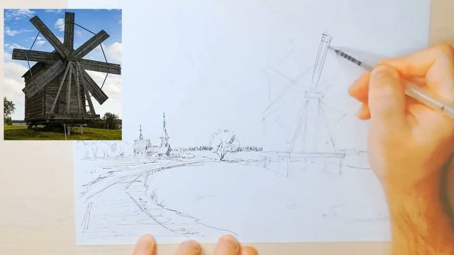 ИЗО 5 класс Деревня- деревянный мир. Русское деревянное зодчество #пейзаж #рисуемсалексеемникулиным