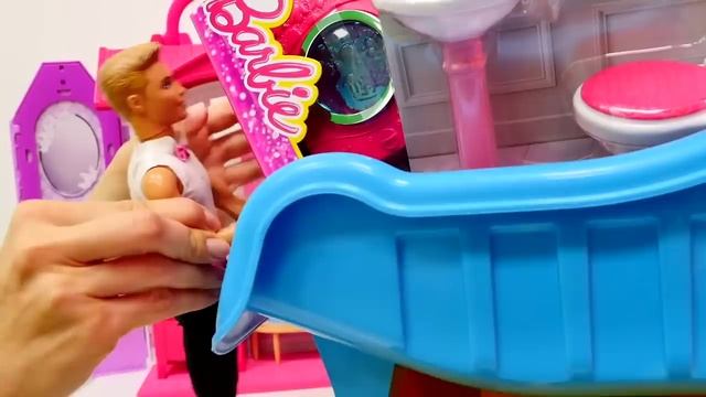 Куклы Дочки Матери Барби Мультики Для Девочек Для Малышей Мультфильм Ванная Велосипед