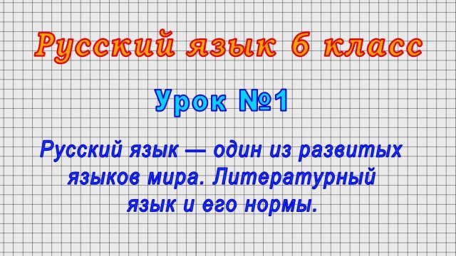 Русский язык 6 класс (Урок№1 - Русский язык — один из развитых языков мира. Литературный язык.)