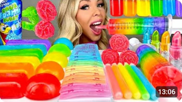 ASMR ЖЕЛЕ БАТОНЧИКИ, СЪЕДОБНЫЕ ДЕНЬГИ, ГИГАНТСКИЙ ШПРИЦ, КИСЛЫЕ КОНФЕТЫ MUKBANG