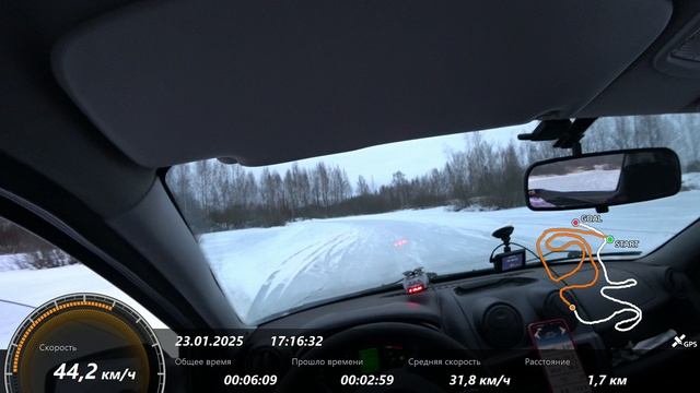 Ледяная автомобильная трасса на ул.Станкостроителей  - гладкий лёд (медлено)- 23-января-2025