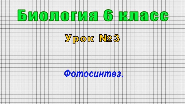 Биология 6 класс (Урок№3 - Фотосинтез.)