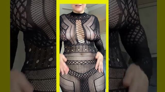 Curious Carly's 4K Transparent Black Lace Dress Try-On