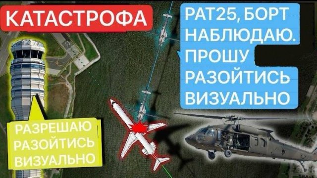 Авиакатастрофа в Вашингтоне, США - Переговоры пилотов и авиадиспетчеров.