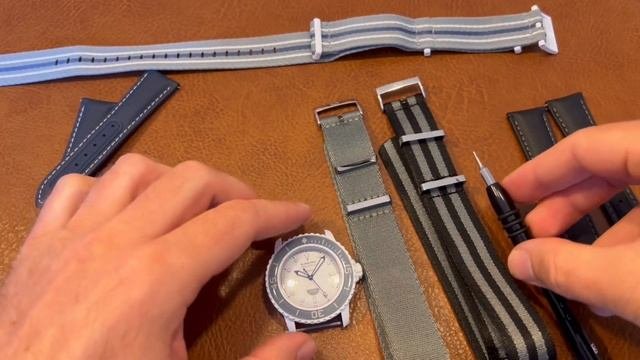 Artem Straps on SwatchxBlancpain Fifty Fathoms Antarctic-how to change straps on Swatch x Blancpain