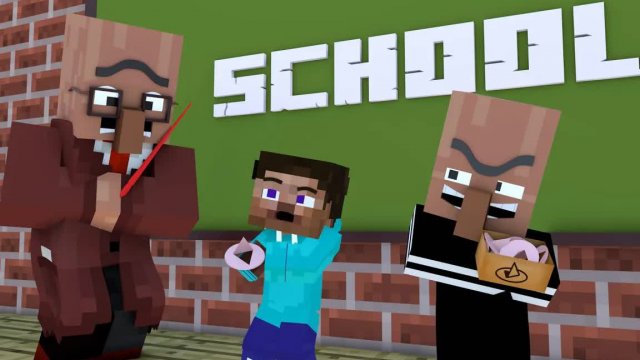 Плохой деревенский житель напакостил в школе МАЙНКРАФТа. Школьная история Майнкрафт анимация