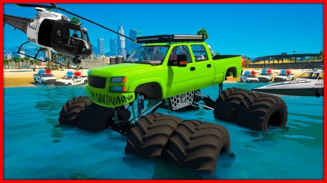 ПЛАВАЮЩИЙ МОНСТР ТРАК В ОКЕАНЕ ТРОЛЛИТ КОПОВ! ПОЛИЦЕЙСКАЯ ПОГОНЯ В ГТА 5 ОНЛАЙН! (GTA 5 ONLINE)