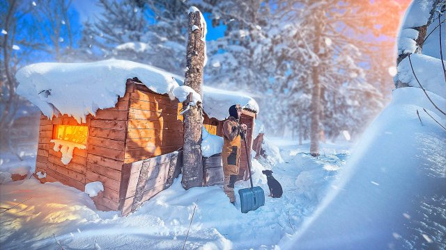 ДОБРАЛИСЬ в ЛЕСНОЙ ДОМ ПОД ЗЕМЛЕЙ - МОРОЗНАЯ НОЧЬ В ЗИМНЕМ ЛЕСУ | НОВАЯ ДВЕРЬ в ДРОВНИК