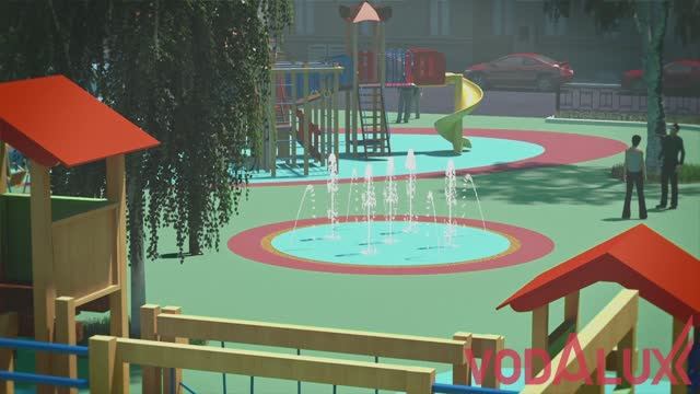 3D визуализация. Пешеходный фонтан-аттракцион на детской площадке в Москве №110