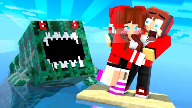 Джей Джей и Сестра остались одни на острове - мультфильм майнкрафт