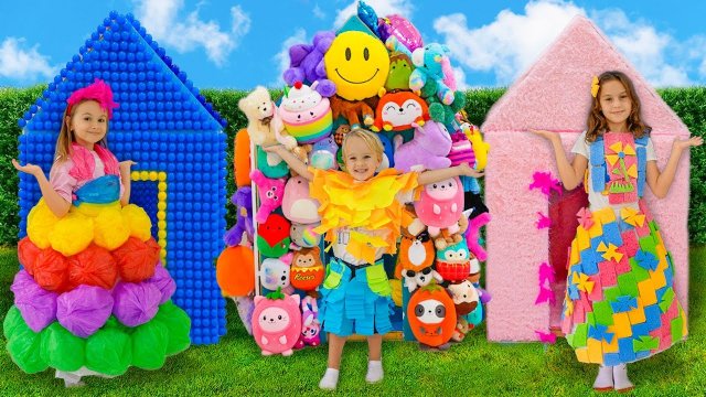 Влад и Ники. Крис и его друзья украшают игровые домики! Видео для детей.
