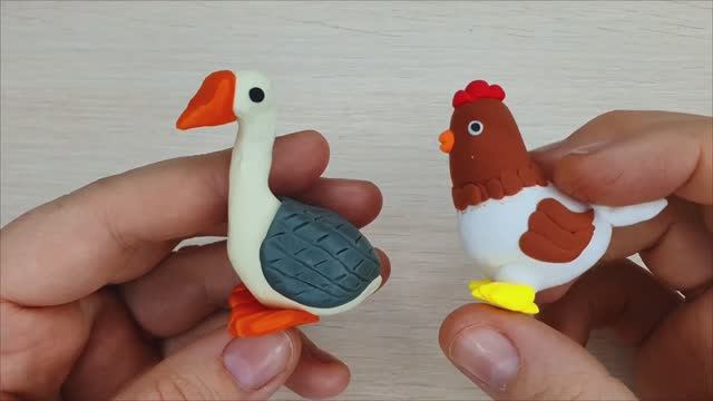 Обучение - Животные из пластилина своими руками. Лепим гуся и курицу