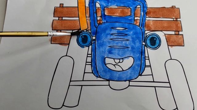 Раскрашиваем рисунок Синий Трактор