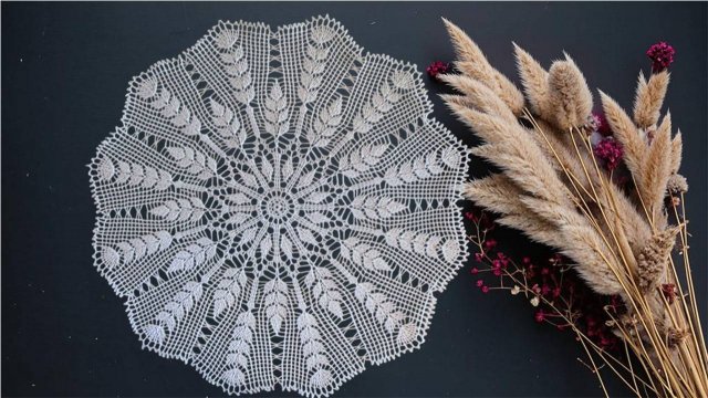 Салфетка крючком "Кортадерия" - мастер класс. Часть 1