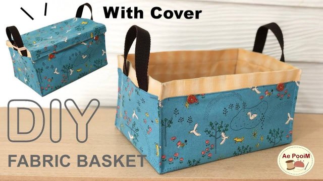 КОРЗИНА ИЗ ТКАНИ с крышечкой своими руками, ящик для хранения ткани. Быстро и легко!