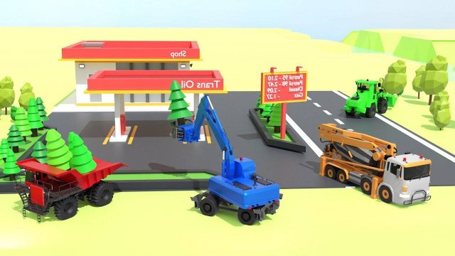 Детские мультики про машинки, яркие мультфильмы для малышей, смотреть Строительство заправки