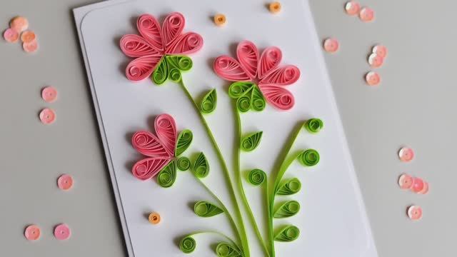 Цветы для квиллинга на поздравительной открытке! Поделки своими руками!