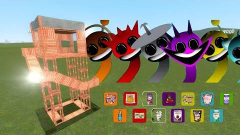 Incredibox Sprunki против башен в Garry's Mod