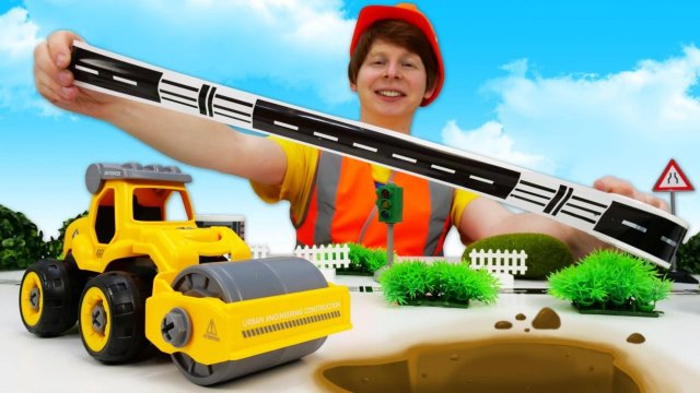 Машинки застряли на дороге. Играем в строителей. Видео про машинки для детей