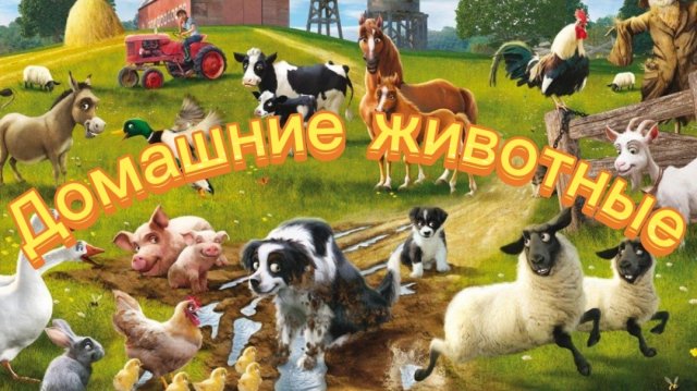 Развивающий мультик игра "Домашние животные" для детей,учим животных.