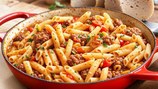 Потрясающее Блюдо из Фарша на Одной Сковороде. Получается много и сытно! Макароны с фаршем.