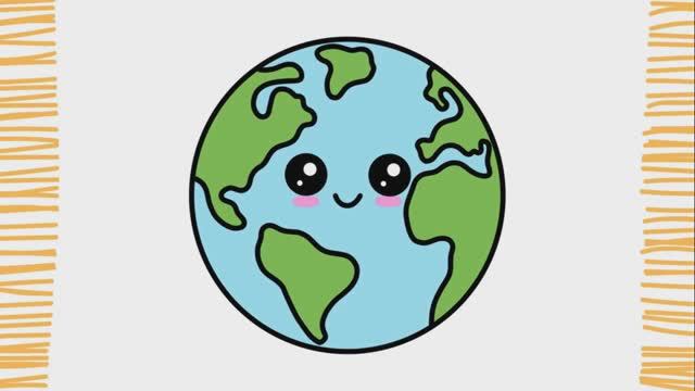 Как нарисовать ПЛАНЕТУ ЗЕМЛЯ KAWAII I шаг за шагом | Животные