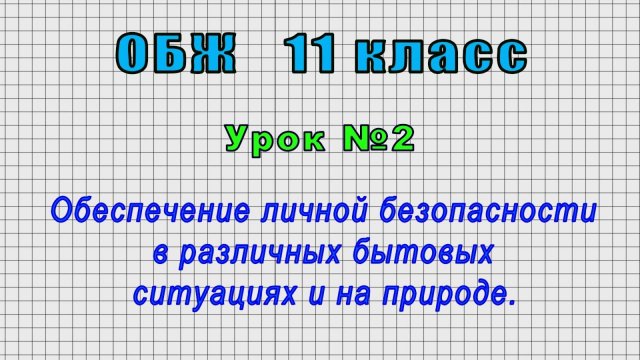 ОБЖ 11 класс (Урок№2 - Обеспечение личной безопасности в различных бытовых ситуациях и на природе.)
