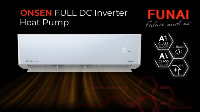 Видеообзор новинки FUNAI. Первый профессиональный тепловой насос ONSEN FULL DC Inverter Heat Pump.