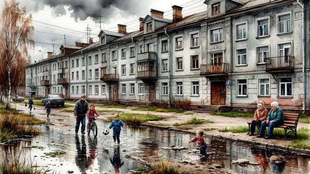 Уныло в хмуром Городишке