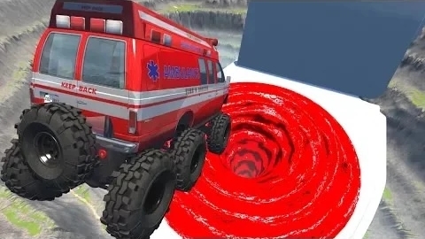 Beamng drive Leap Of Death Прыгает с автомобиля, падает и врезается в лавовый вихрь, туалет - Аварий