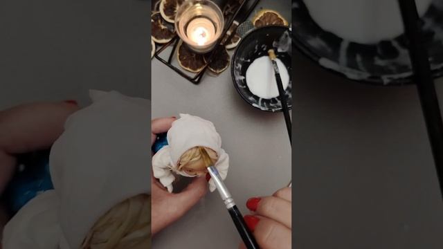 Как сделать волосы и платок/МК ватная игрушка /  DIY cotton wool toy