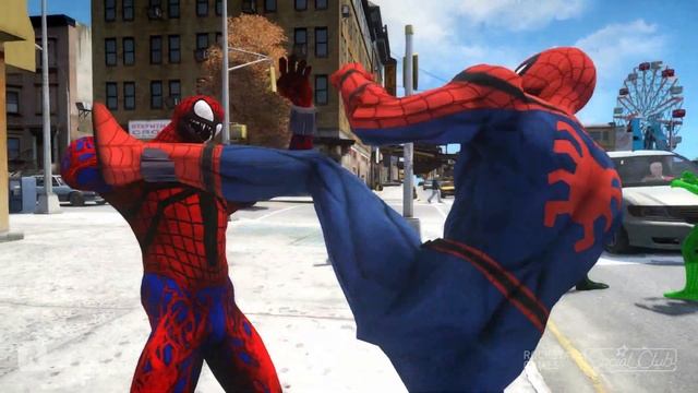 SPIDER-MAN, GREEN SPIDERMAN, BLUE SPIDERMAN, ORANGE SPIDERMAN VS SPIDER-MAN ENEMIES