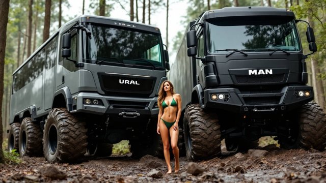 Два автодома Урал и Ман засели в тверском лесу, ч.1
