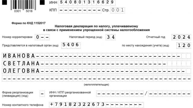 Как заполнить декларацию ИП УСН за 2024 год
