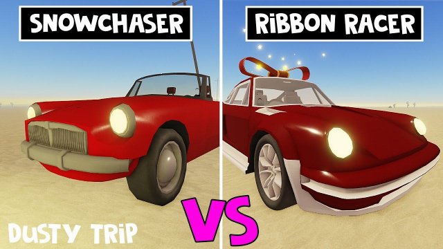 Snowchaser VS Ribbon Racer в игре ПЫЛЬНАЯ ПОЕЗДКА роблокс | A dusty trip | Обзор зимних машин
