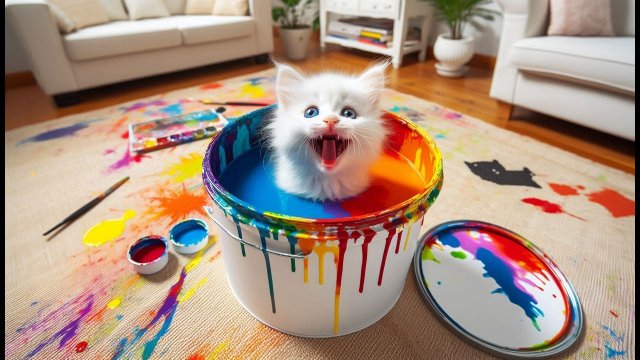 Видео для детей. Котик папа и котик малыш играют. Детям.