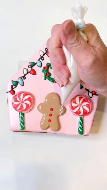 Gingerbread House Cookie | Part 2! #shorts #cookiedecorating #christmascookies