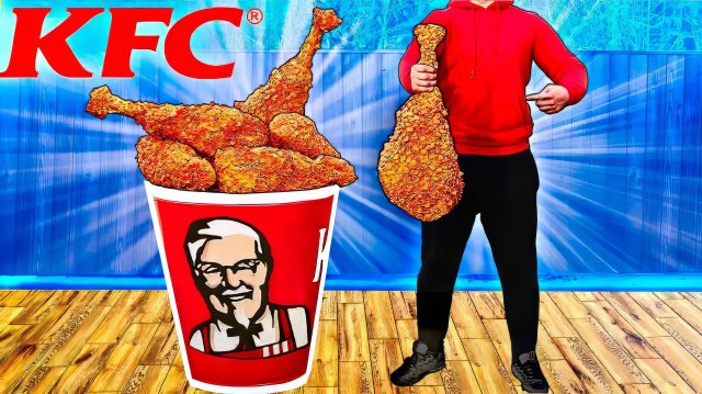ВАНЗАЙ Я СДЕЛАЛ ГИГАНТСКИЙ БАСКЕТ KFС ИЗ СТРАУСЯТИНЫ vanzai в 4K