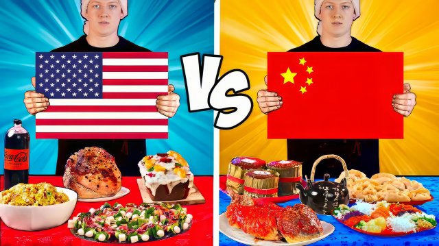 АМЕРИКАНСКИЙ НОВОГОДНИЙ СТОЛ VS КИТАЙСКИЙ НОВОГОДНИЙ СТОЛ  .КАКОЙ ВКУСНЕЙ ВАНЗАЙ  vanzai в 4K