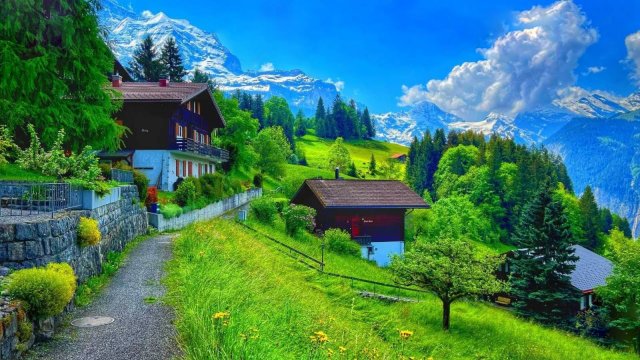 Венген, Швейцария 4K - Самые красивые швейцарские деревни - Сказочная деревня в Альпах | #шариклайф