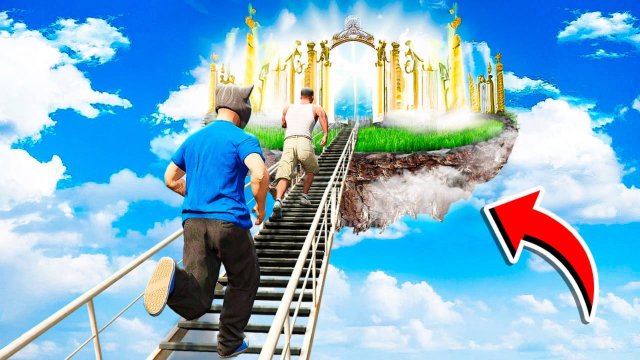 ЗАБРАЛИСЬ С ФРАНКЛИНОМ ПО ЛЕСТНИЦЕ В РАЙ И СПРЫГНУЛИ С НЕЁ В ГТА 5!