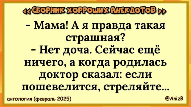 Хорроший анекдот_@AnizB_антология (февраль 2025). Анекдоты. Юмор. Смех #позитив #прикол