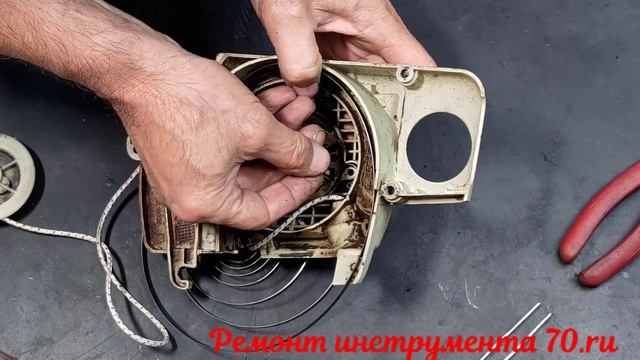 Как поставить пружину стартера бензопилы Штиль- 180,170 #?