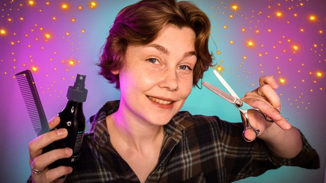 ✂️АСМР стрижка и укладка твоих волос┃трогаю твои волосы
