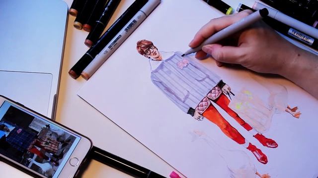 Как Рисовать Фэшн иллюстрацию маркерами | Fashion Sketching