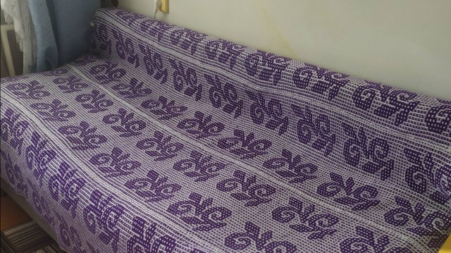 ПЛЕД ЛЕНИВЫМ ЖАККАРДОМ НА МАШИНЕ.