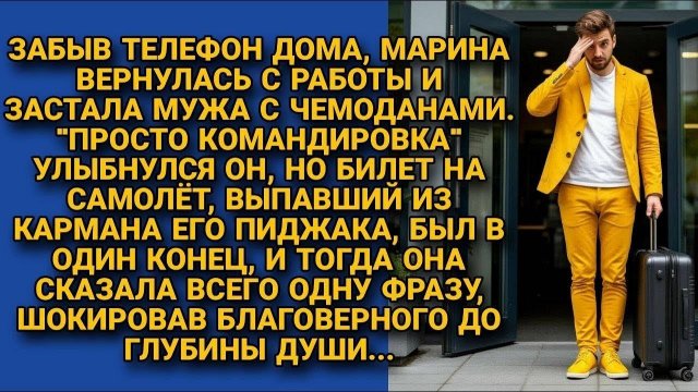 Марина вернулась пораньше и застала мужа с чемоданами и билетом на самолёт - Рассказ из жизни